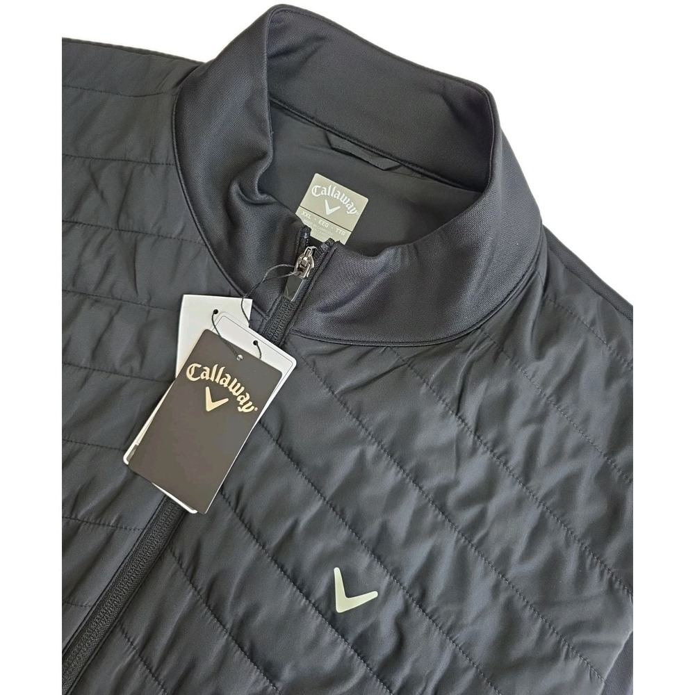 NWT Callaway Puffer Vest MenBig 2XL BLACK Quilted Full Zip UPF 50 Golf NWT